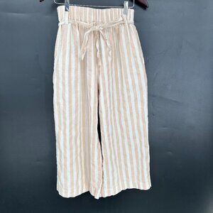 Proud Mary Striped Playa cotton Pants wide leg high rise coastal grandma tan S/M